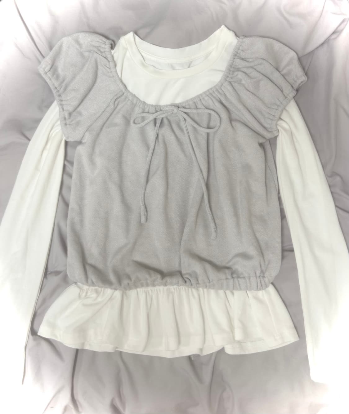 아일릿코어 라벤더 레이어드 벌룬 니트 블라우스 로리타 코케트코어 상품이미지1