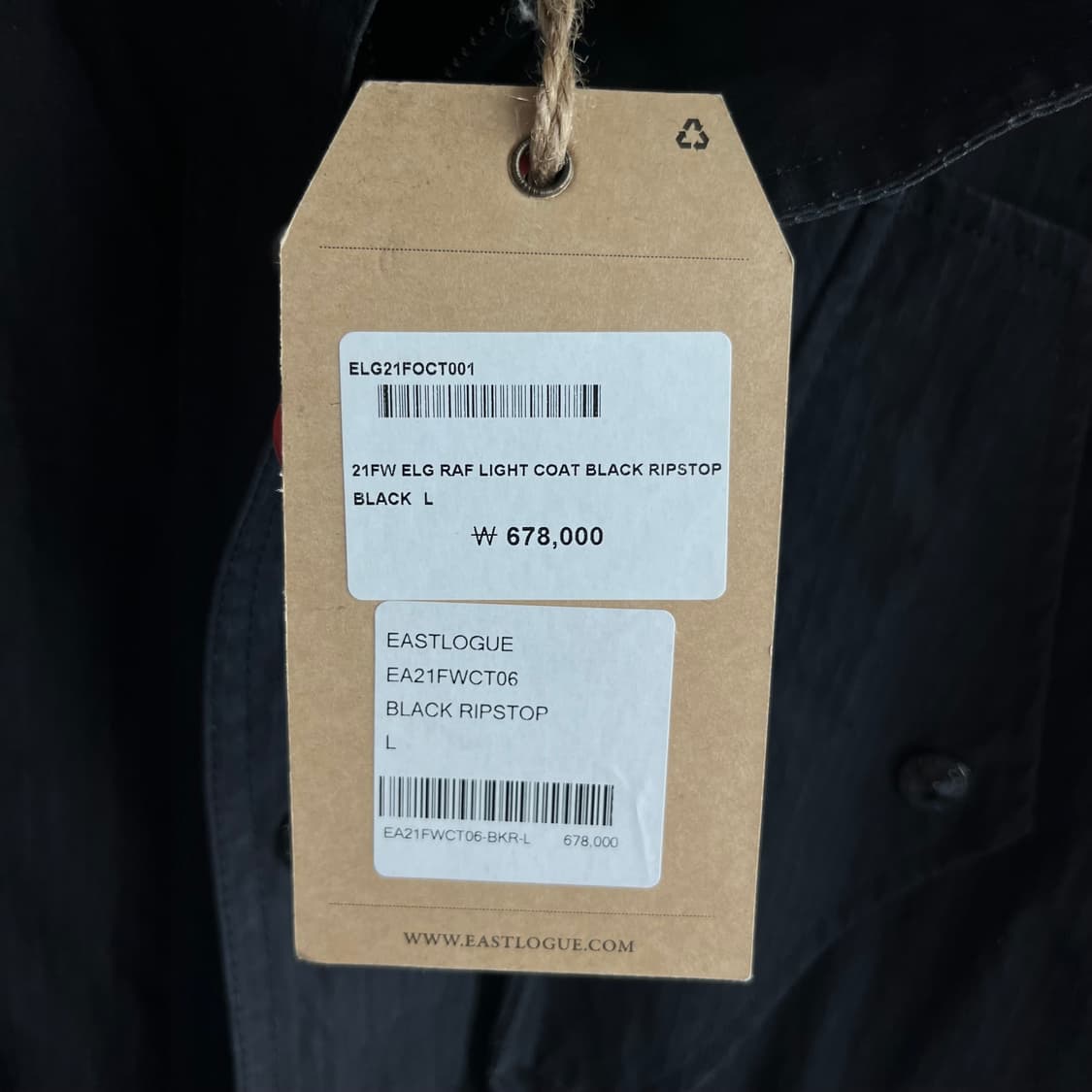 [새상품]이스트로그 라프 라이트 코트 립스탑 블랙 상품이미지4