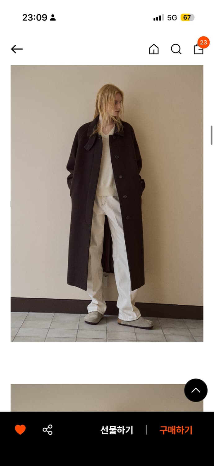 파사드패턴 캐시미어 발마칸 코트 다크브라운 S사이즈 상품이미지2