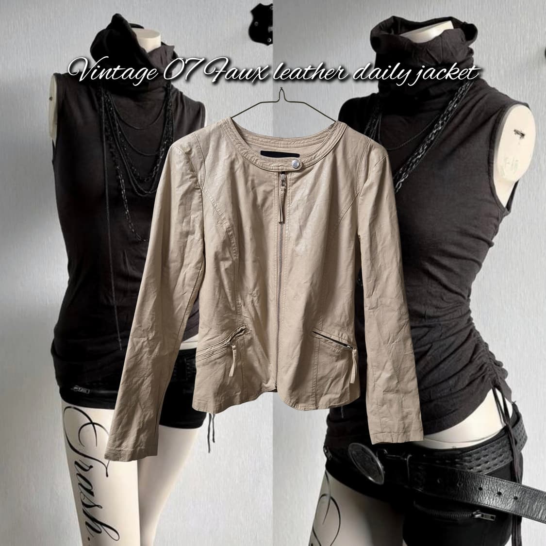 Vintage 07 Faux leather daily jacket 상품이미지1