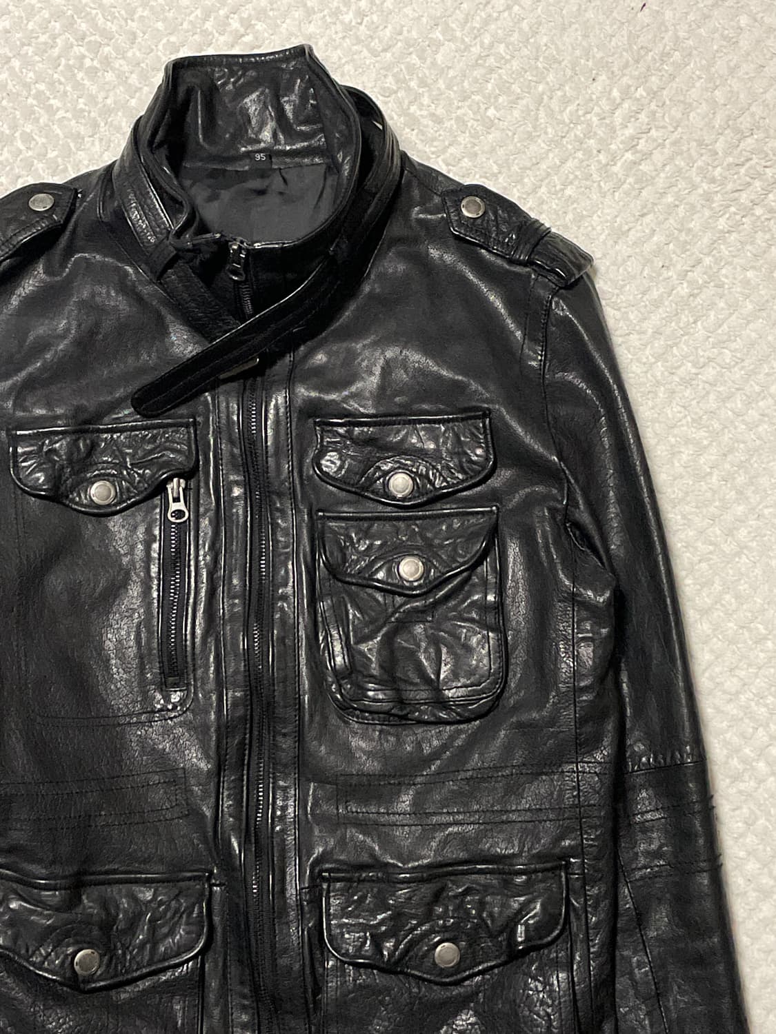 광희시장 웨스턴 무드 2WAY 램스킨 양가죽 포켓 레더 자켓 상품이미지3