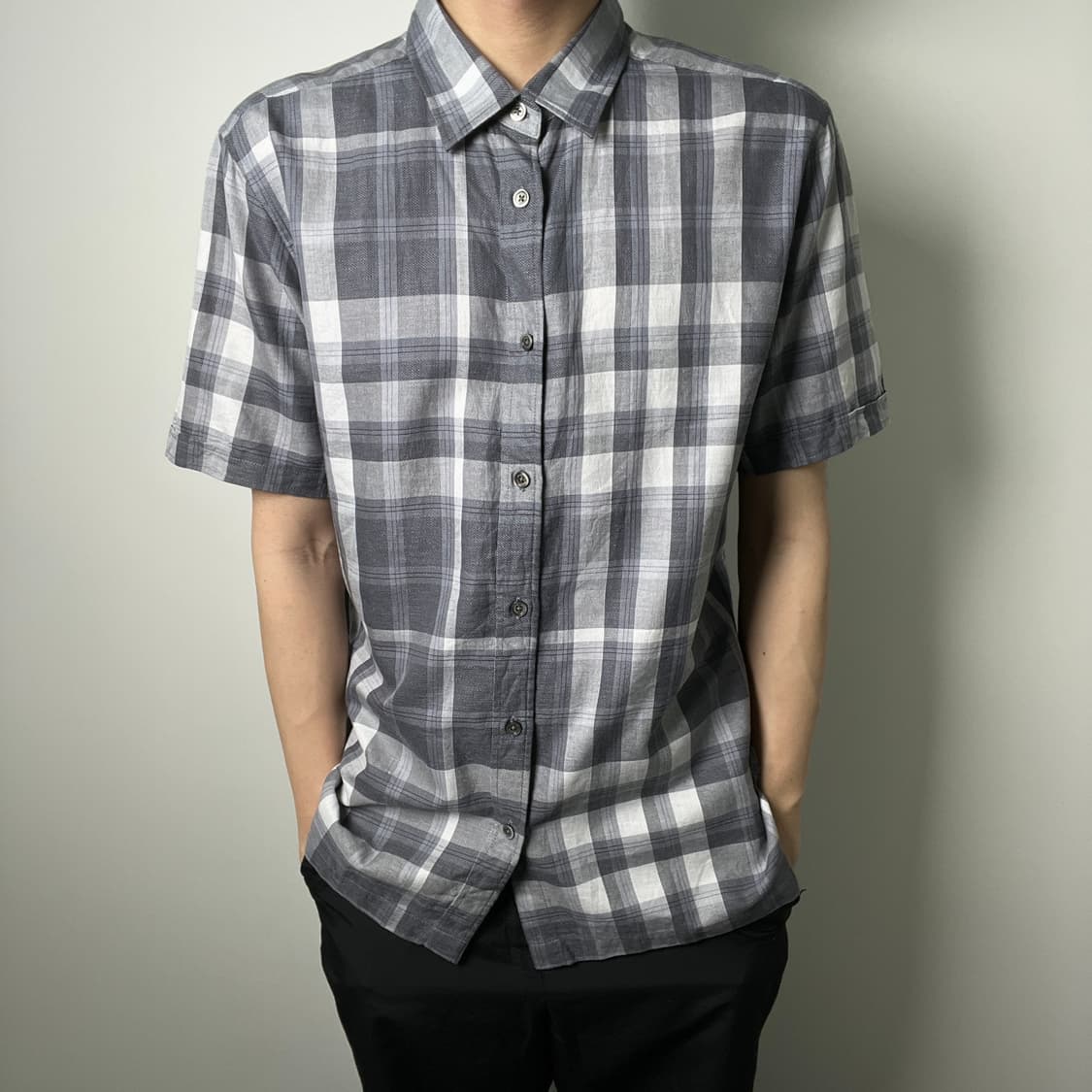 버버리 빈티지 체크 반팔 셔츠 L 상품이미지1