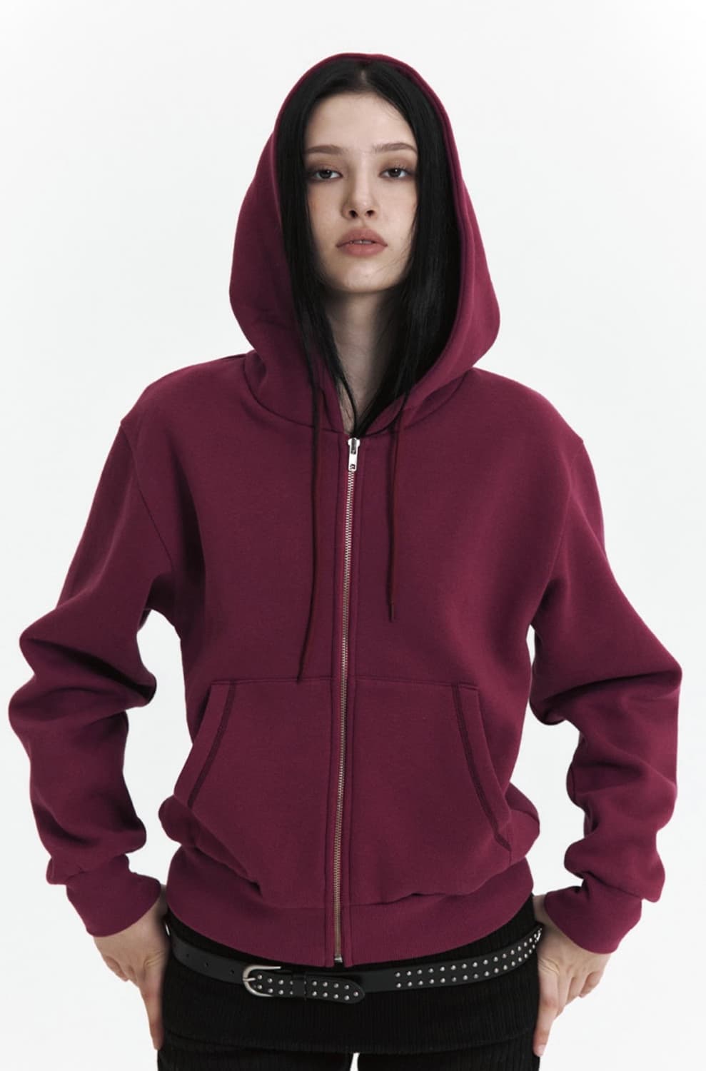 큐리티 curetty c 벨벳 로고 플리스 후드집업 퍼플 상품이미지1