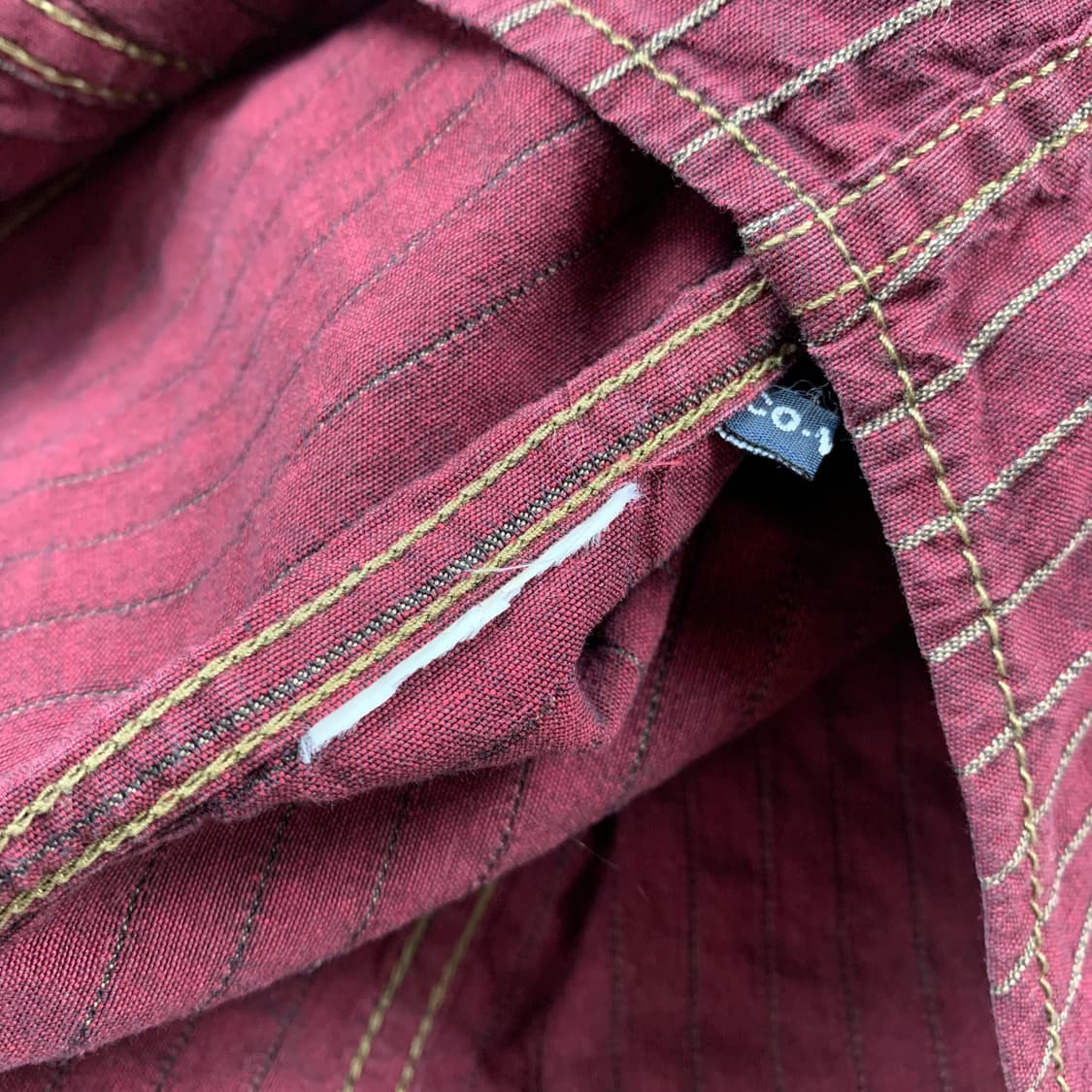 아르마니 진스 트윌 코튼 사선 포켓 버건디 스트라이프 셔츠 상품이미지8