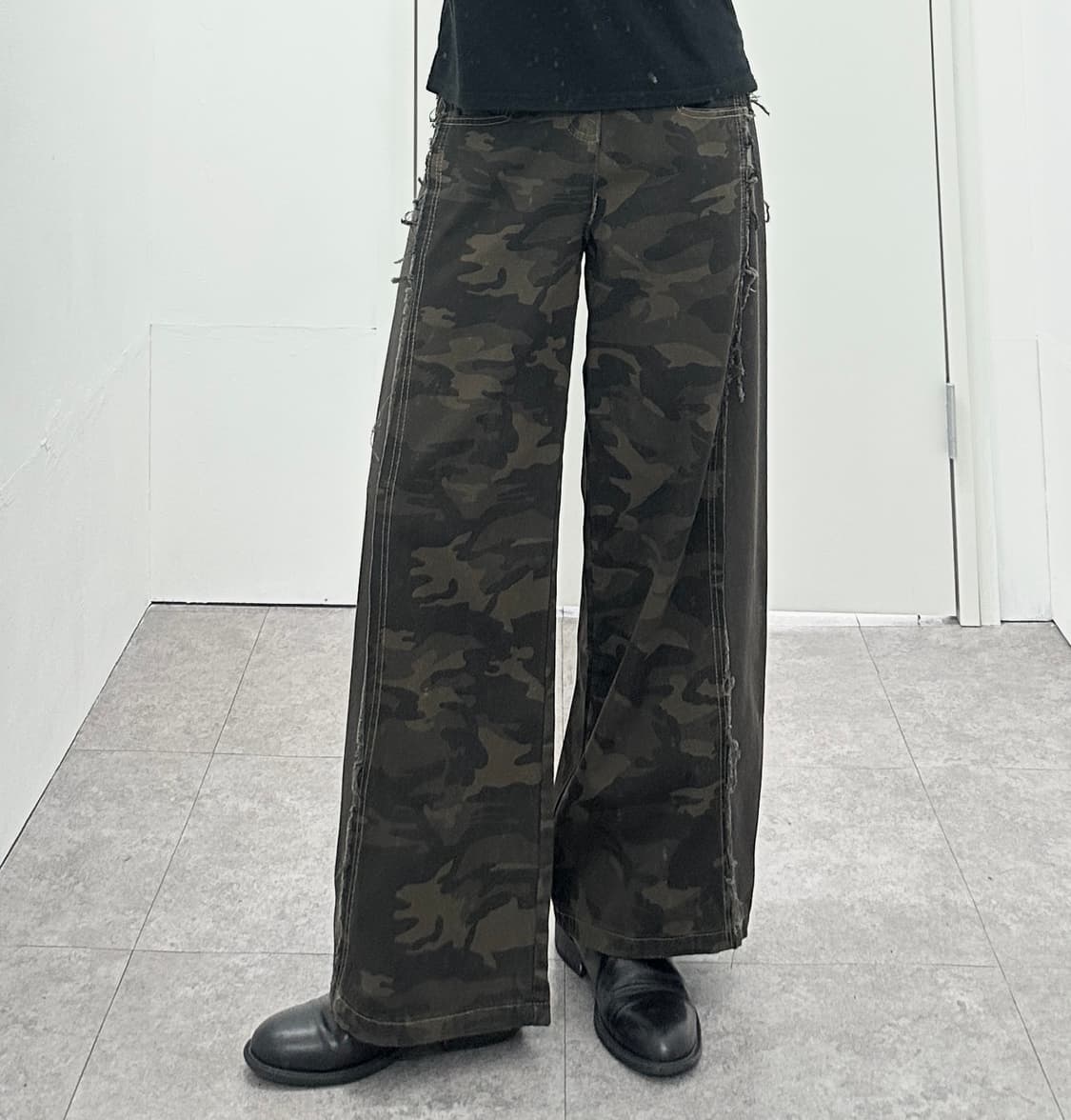 Camo fake layered high waisted destroyed 상품이미지2