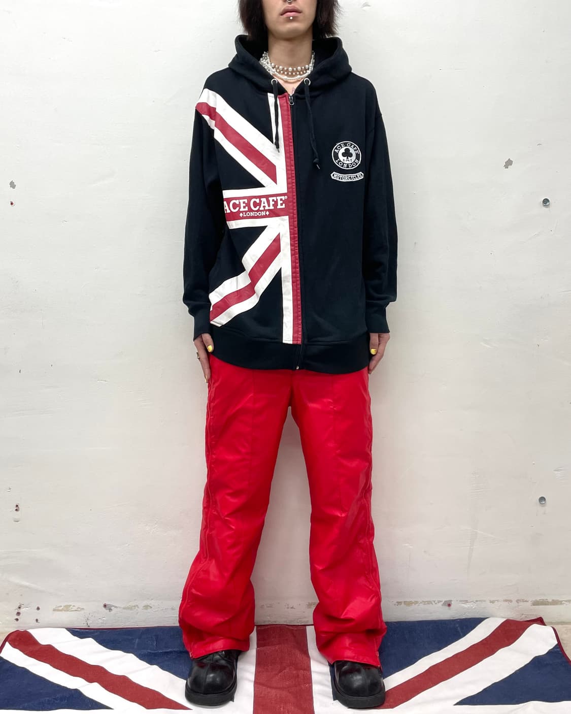 Half American Flag  Black Hooded Zip-Up 상품이미지4