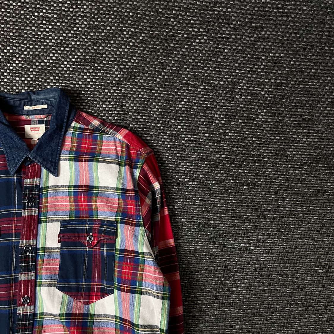 리바이스 블루 레드 멀티배색 투포켓 체크 긴팔 셔츠 M  상품이미지3
