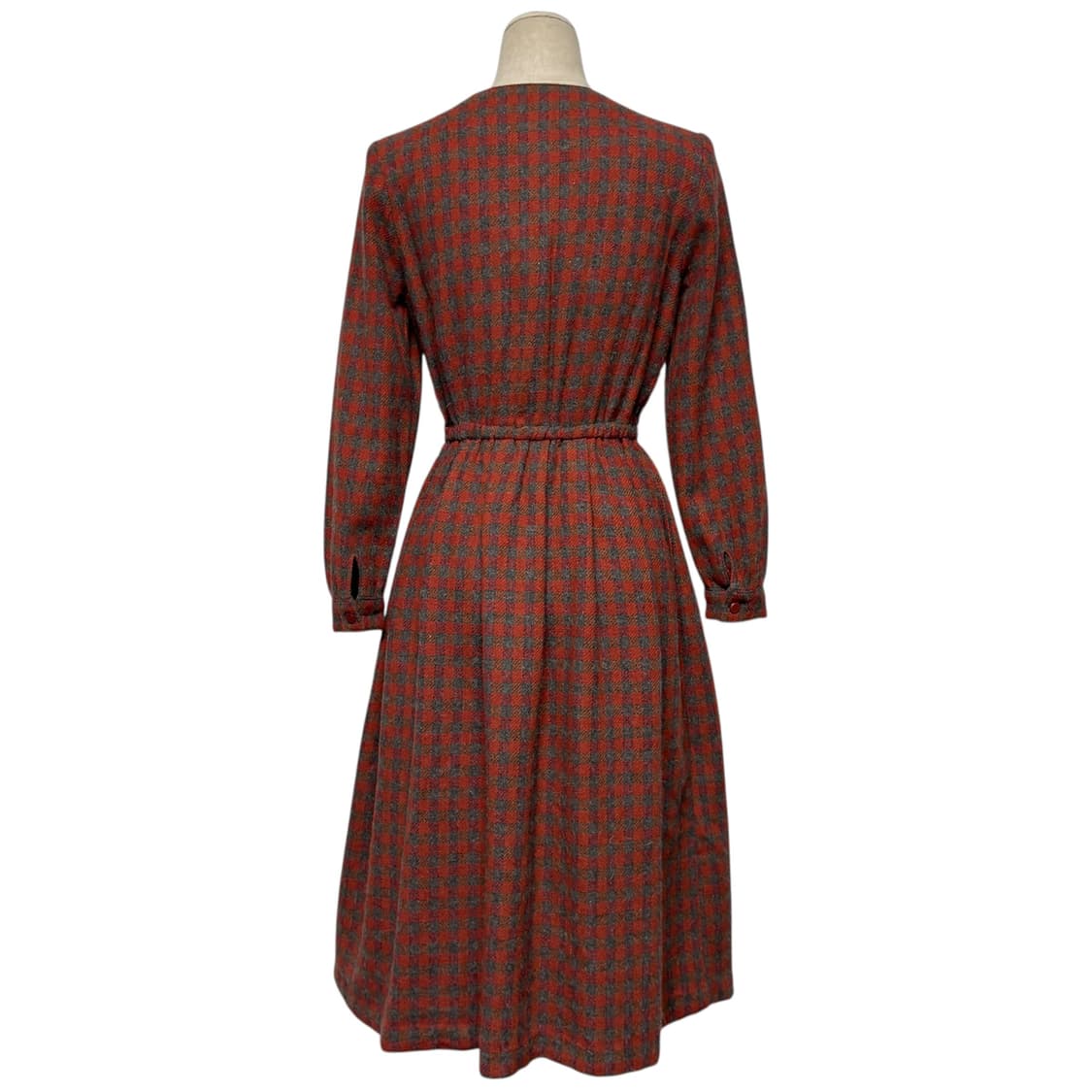 3799 레드 체크 모직 긴팔원피스 상품이미지4