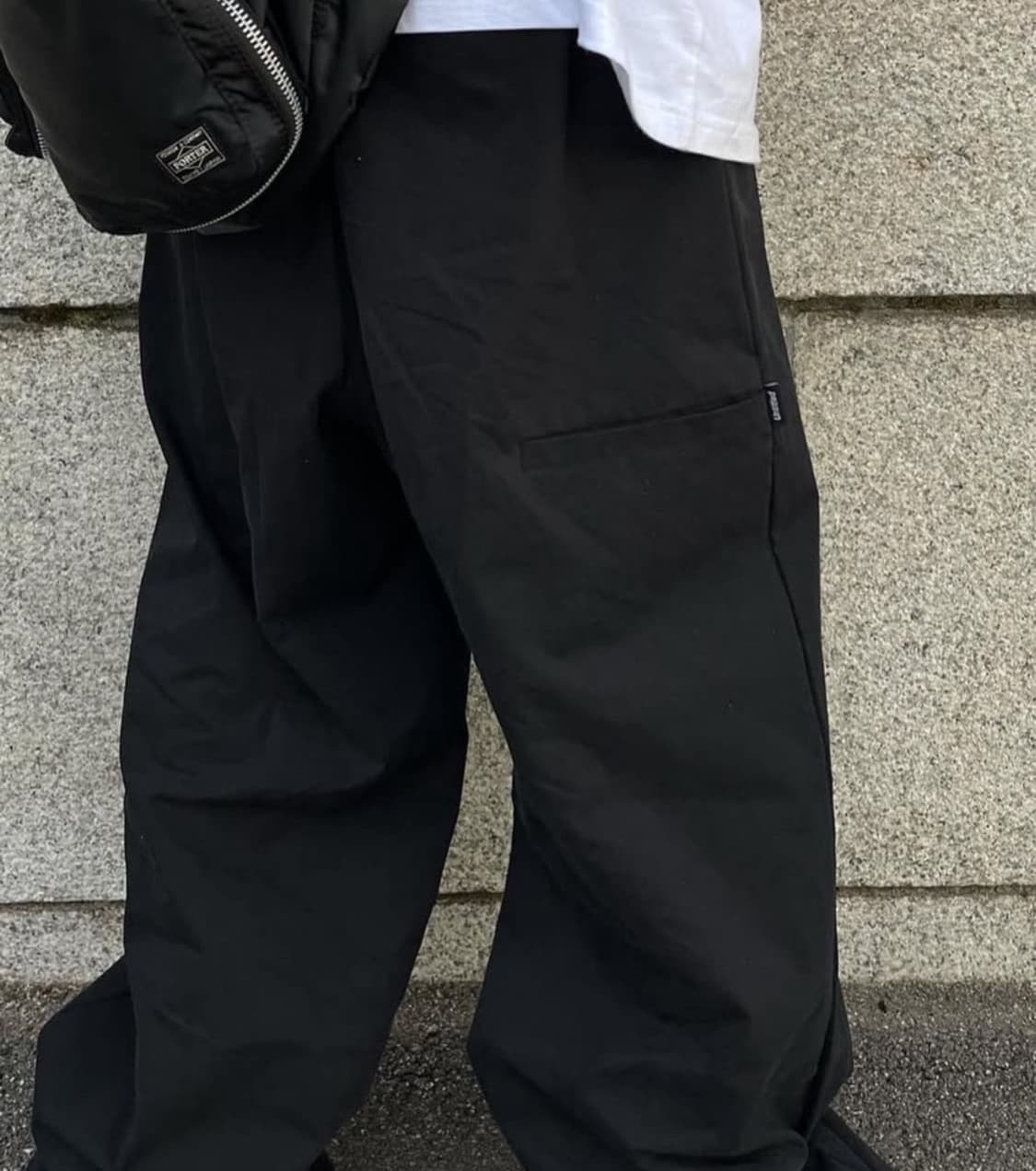 언타이틀드아이딜 사이드포켓 와이드 팬츠 블랙 상품이미지2