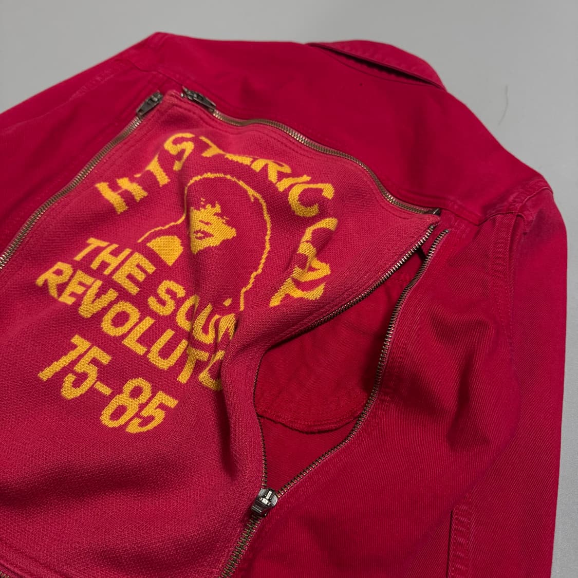 히스테릭글래머 버건디컬러 니트 집업 패치 코튼 트러커 자켓 상품이미지7