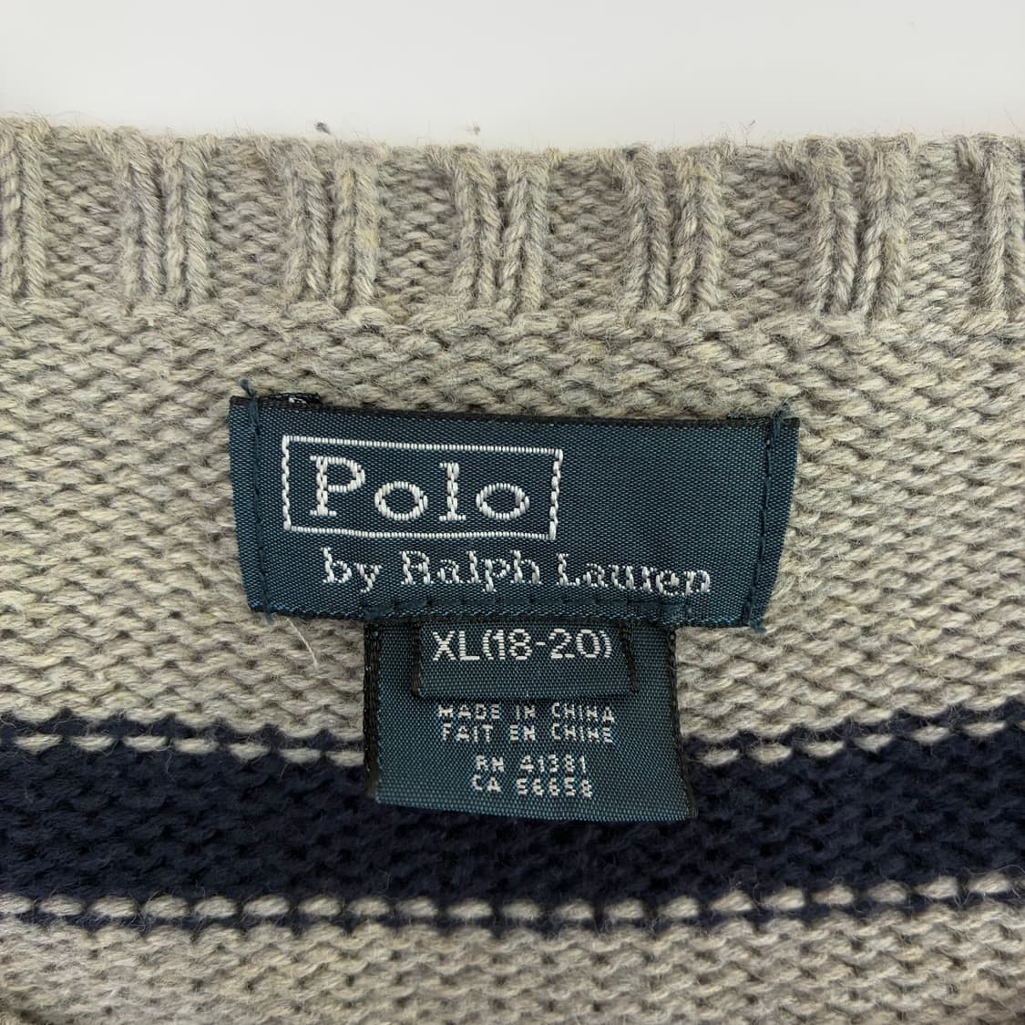 Polo  폴로 랄프로렌 자수 단가라 코튼 그레이 니트 상품이미지4
