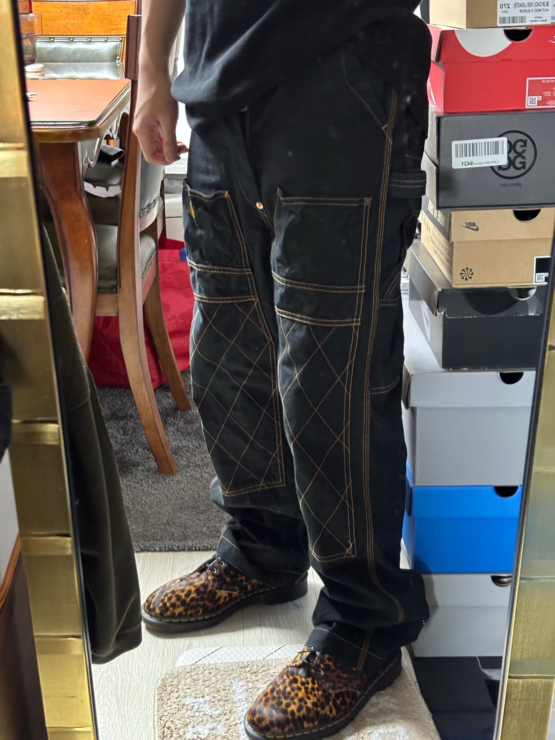 캐피탈 럼버 팬츠 블랙 상품이미지4