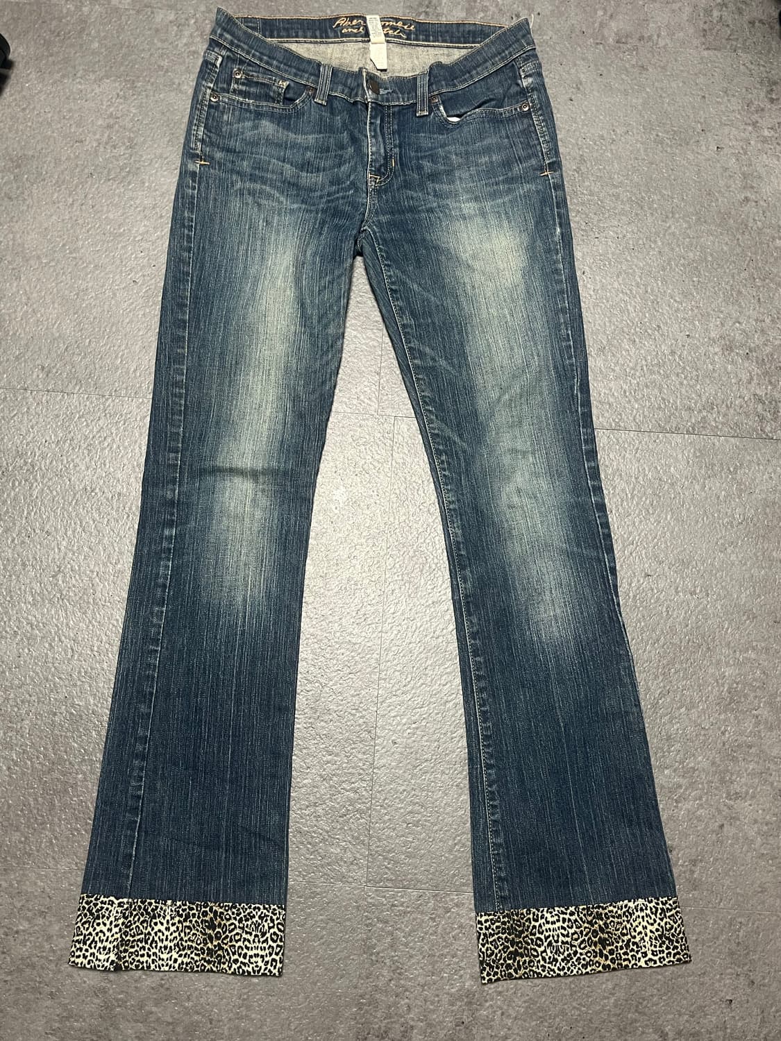 Y2k 호피레이어드 로우라이즈 세미부츠컷청바지 상품이미지1