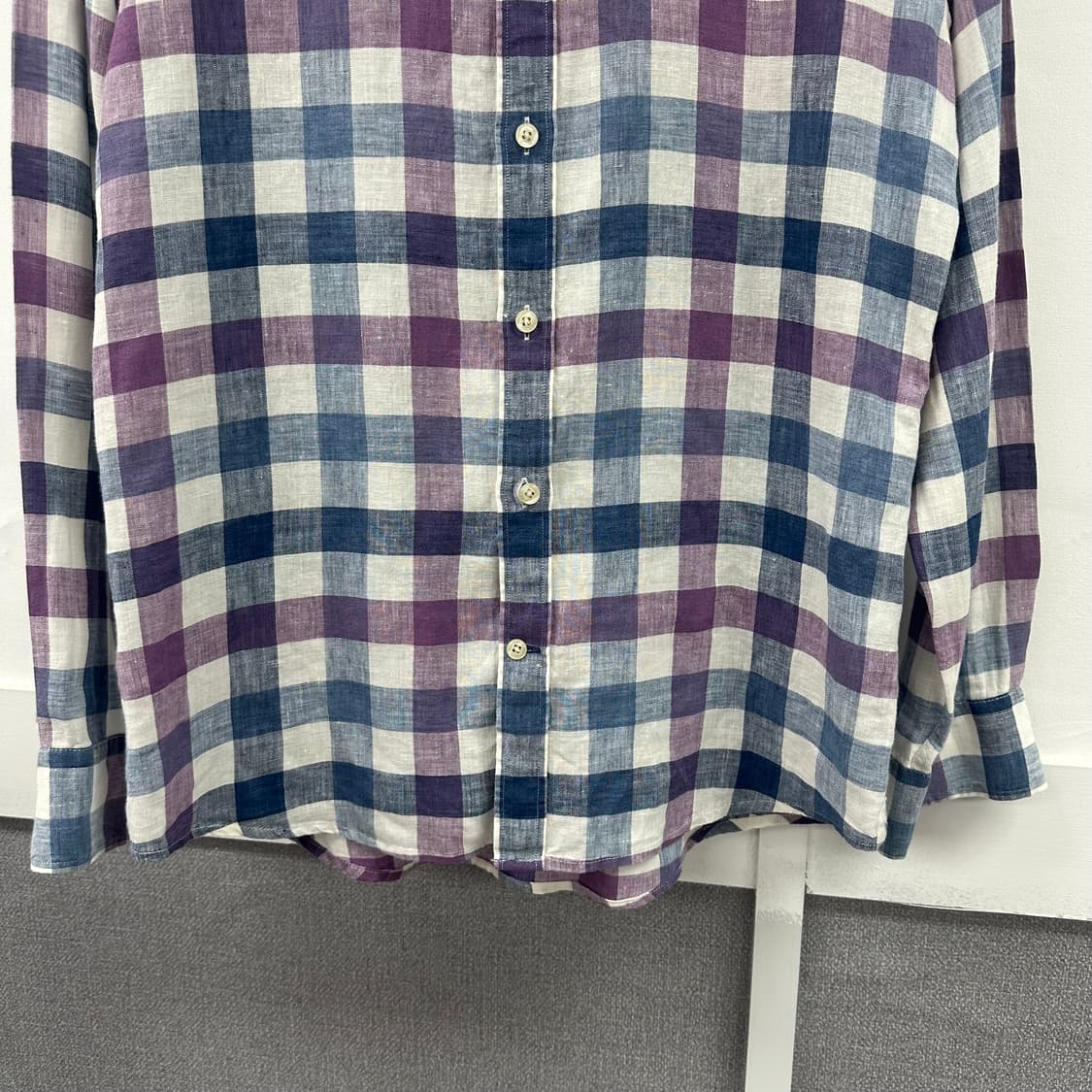 헤지스 슬림핏 린넨 체크 셔츠 남방 95 s193 상품이미지3