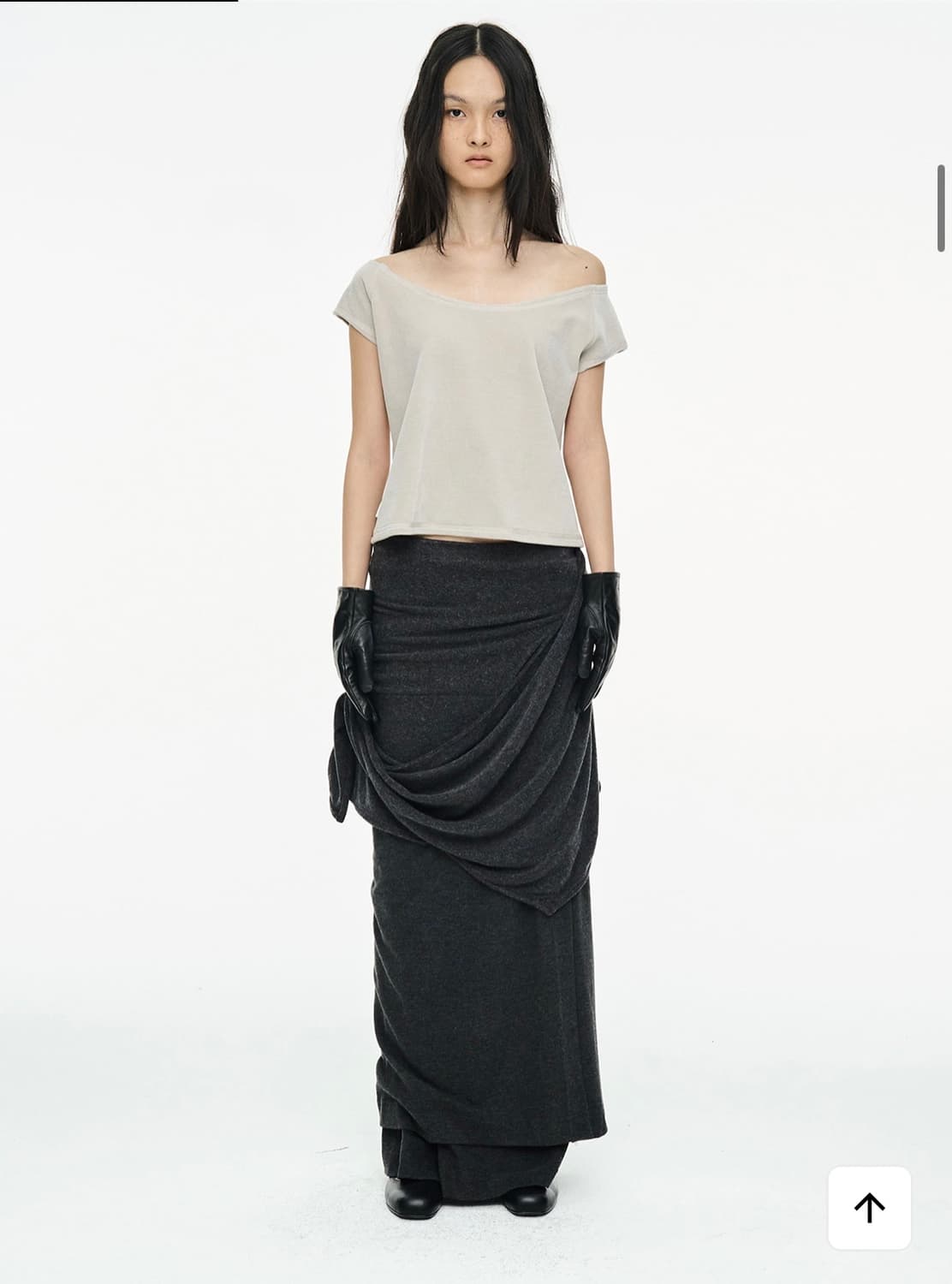 세릭 DRAPE LONG SKIRT / CHARCOAL 상품이미지3