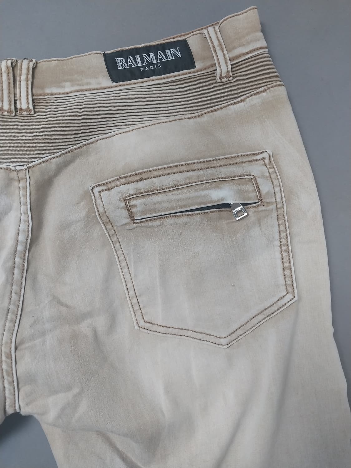 [36] 발망 워싱 베이지 바이커 치노 팬츠 상품이미지9