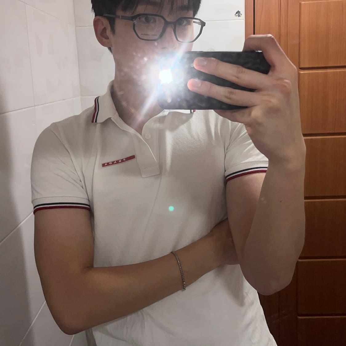 PRADA 레드텝 머슬핏 폴로티 상품이미지4