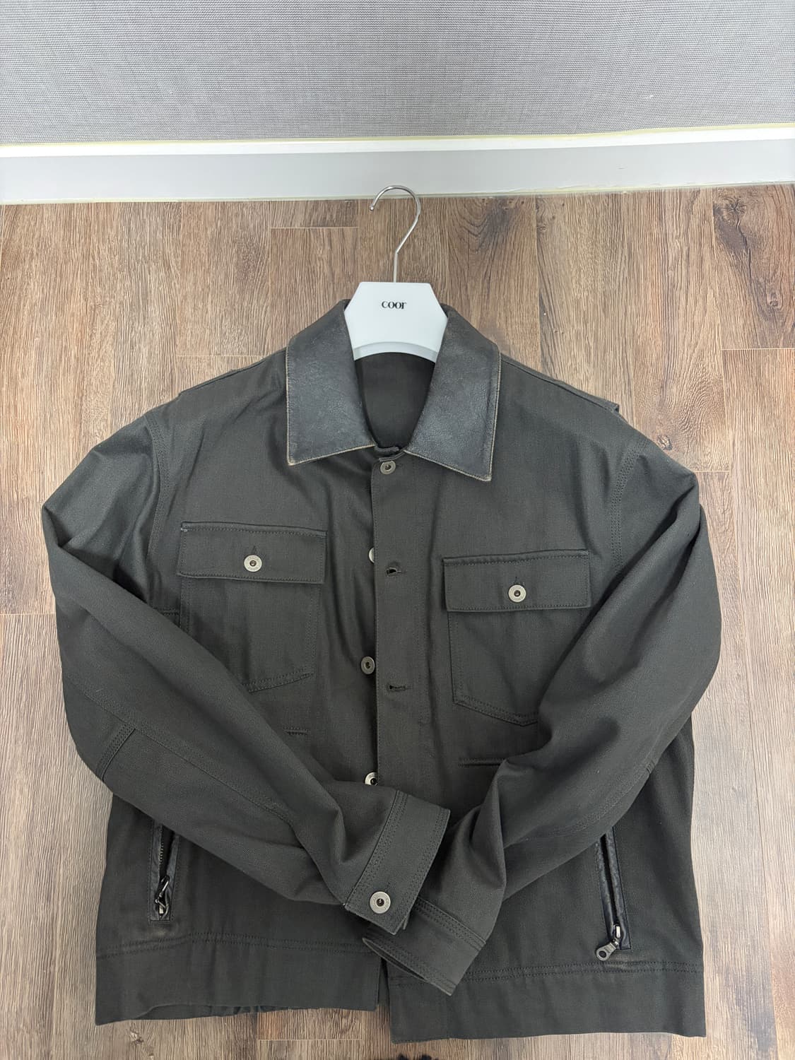 [옷장정리 급처] 쿠어 레더패치워크 필드자켓 L 상품이미지1