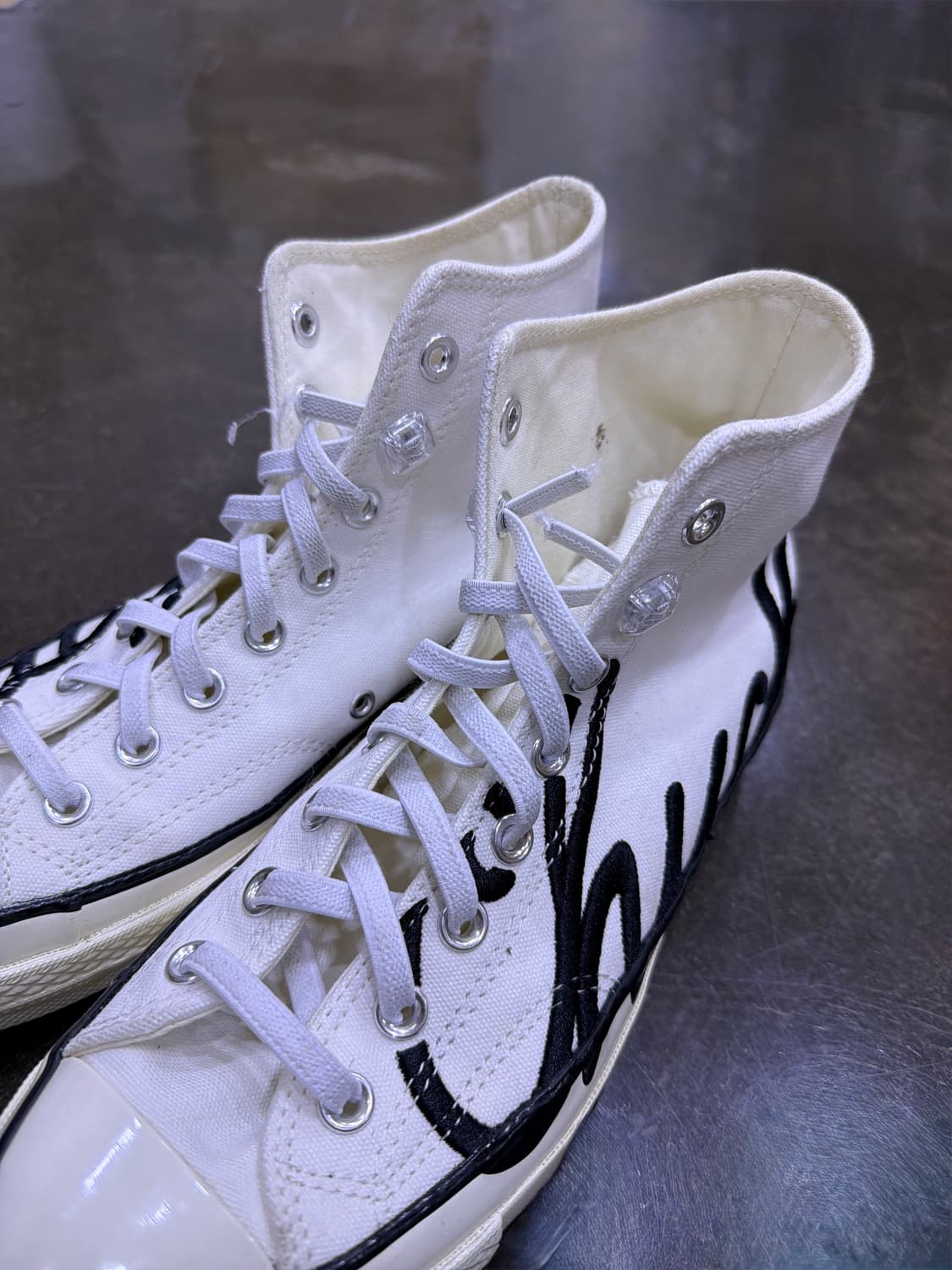 컨버스 척테일러 70 하이 자수 레터링 화이트 블랙 260 상품이미지4