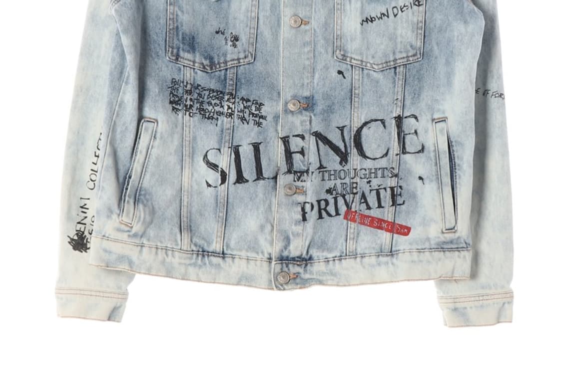 ZARA 그래픽 레터링 빈티지 워싱 데님 자켓 XL 상품이미지4