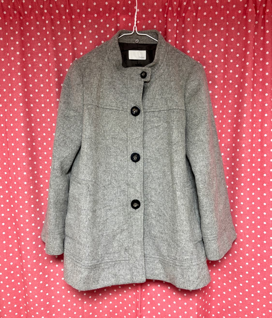 [index] 그레이 빅 버튼 하프 코트 상품이미지1