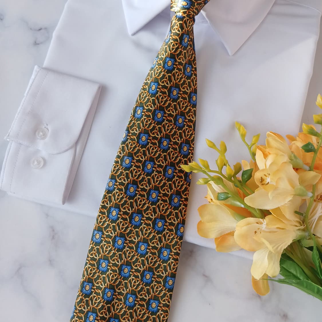 비토 루폴로 실크 카키 플로럴 넥타이 9.8cm A+등급 K19190
 상품이미지5