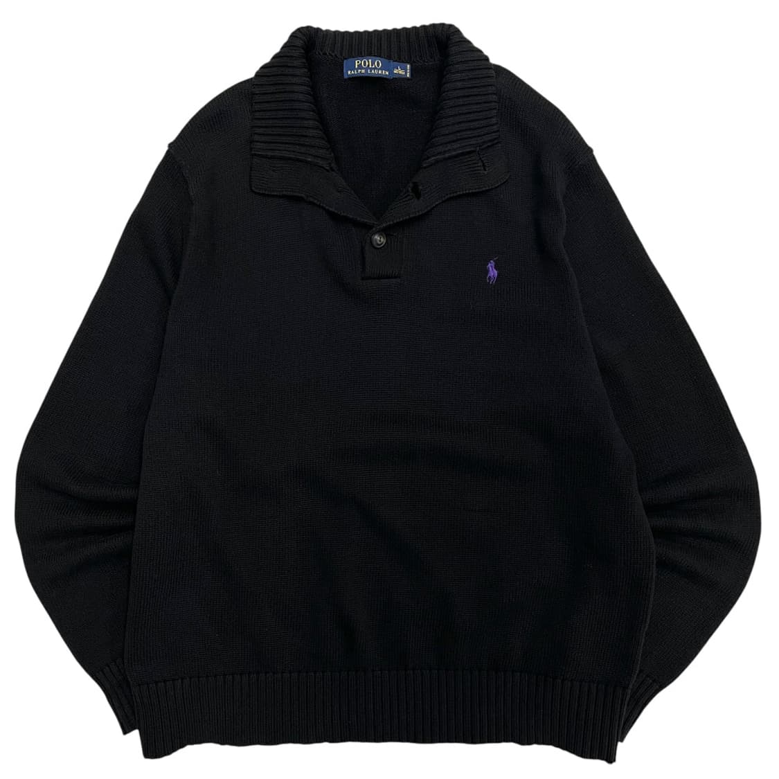 폴로 랄프로렌 퍼플포니 블랙 버튼 니트 L 상품이미지2