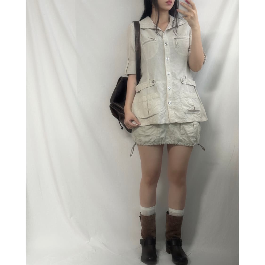 폴딩 슬리브 벨티드 디테일 자켓 상품이미지1