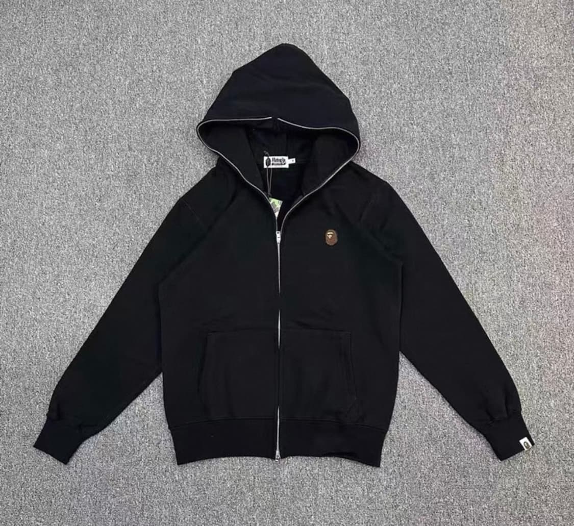 베이프 원 포인트 레귤러 핏 풀 집 후드 블랙 상품이미지2