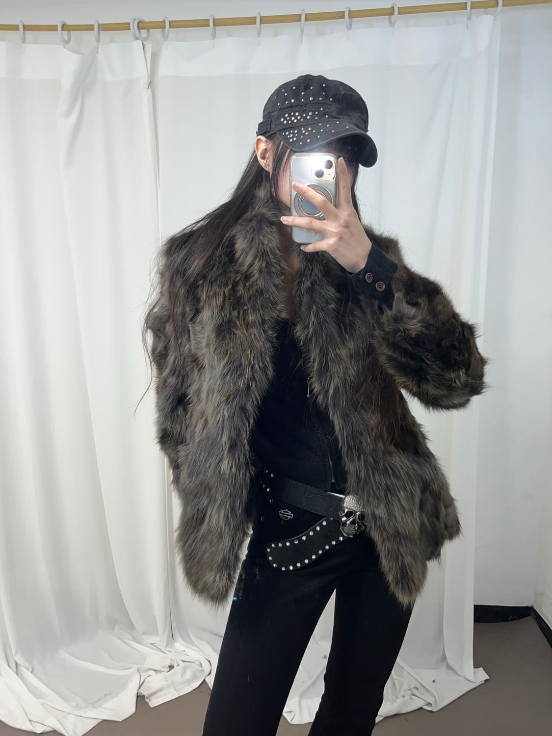 다크브라운 폭스퍼 자켓 상품이미지4