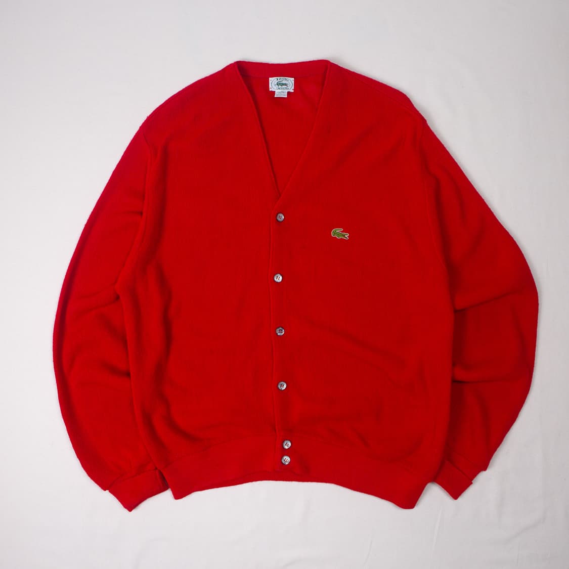70s IZOD Lacoste 아크릴 가디건 레드 상품이미지2