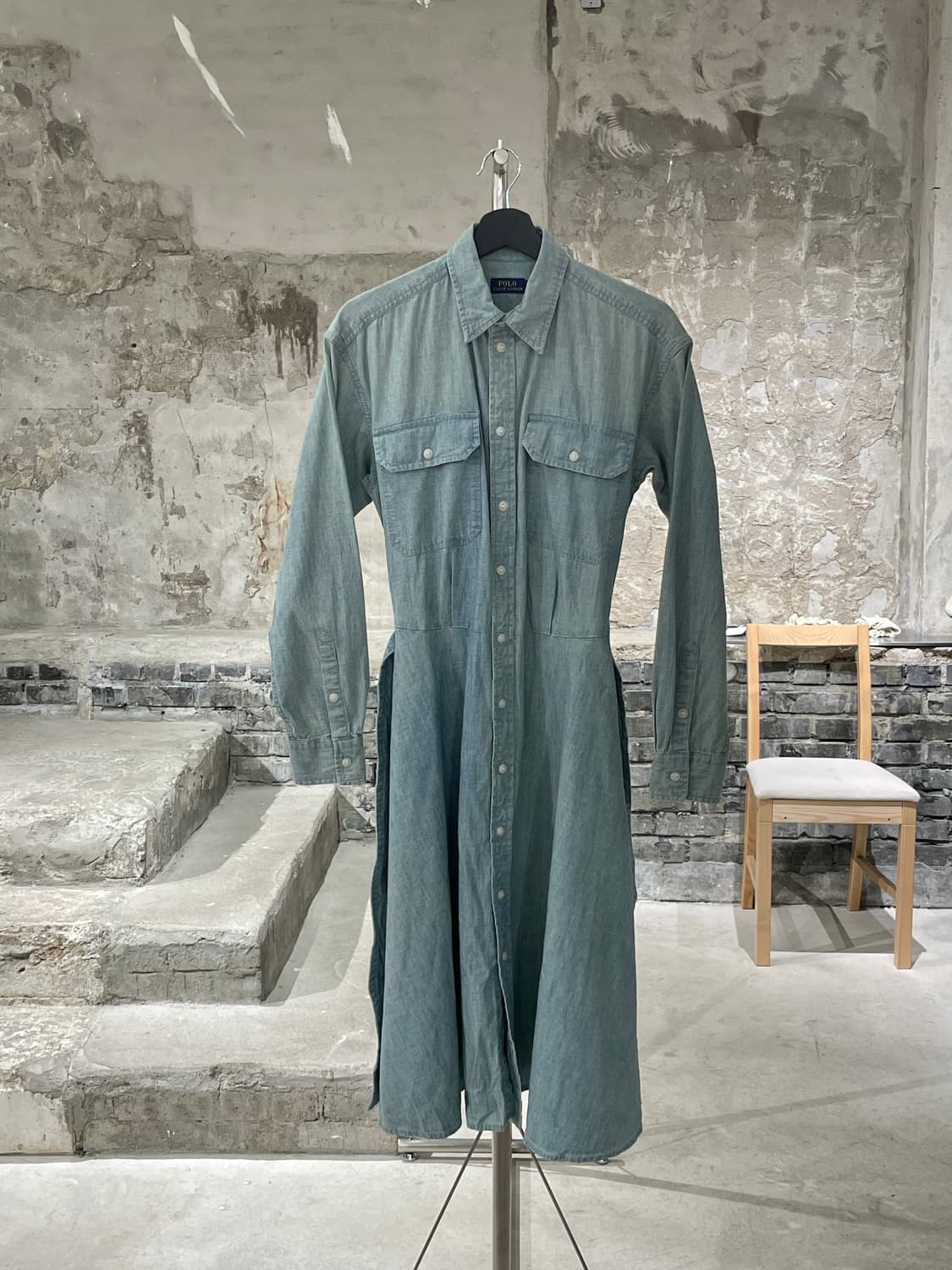 폴로 랄프로렌 연청 웨이스트 밴드 샴브레이 롱 원피스 상품이미지1