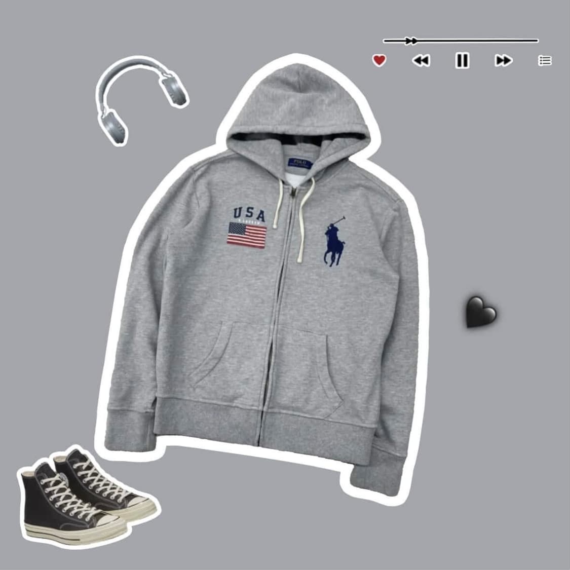 🐰폴로 랄프로렌 빅포니 성조기 USA 코튼 면 후드집업 데일리 저렴🖤 상품이미지1