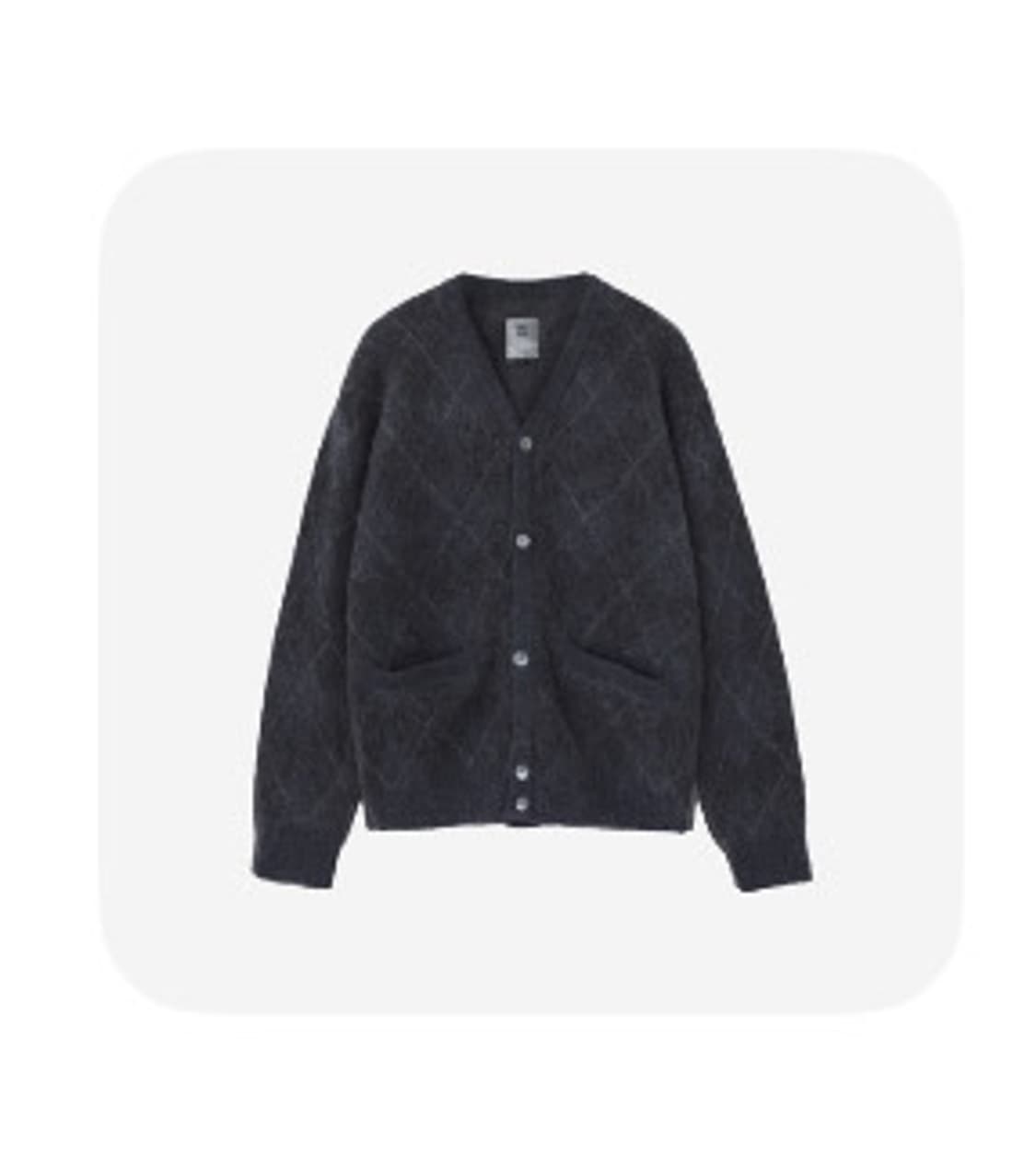 4(XL) 폴리테루 아가일 모헤어 가디건 블루차콜 상품이미지1