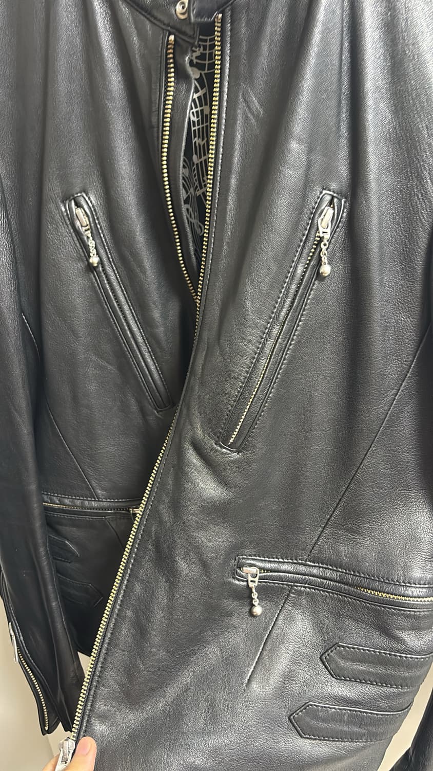 넘버나인 레더 볼체인 라이더 가죽자켓 2사이즈 상품이미지2