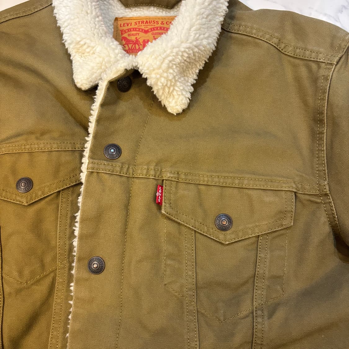 OOS 리바이스 쉐르파 양털 트러커 베이지자켓 M 상품이미지2