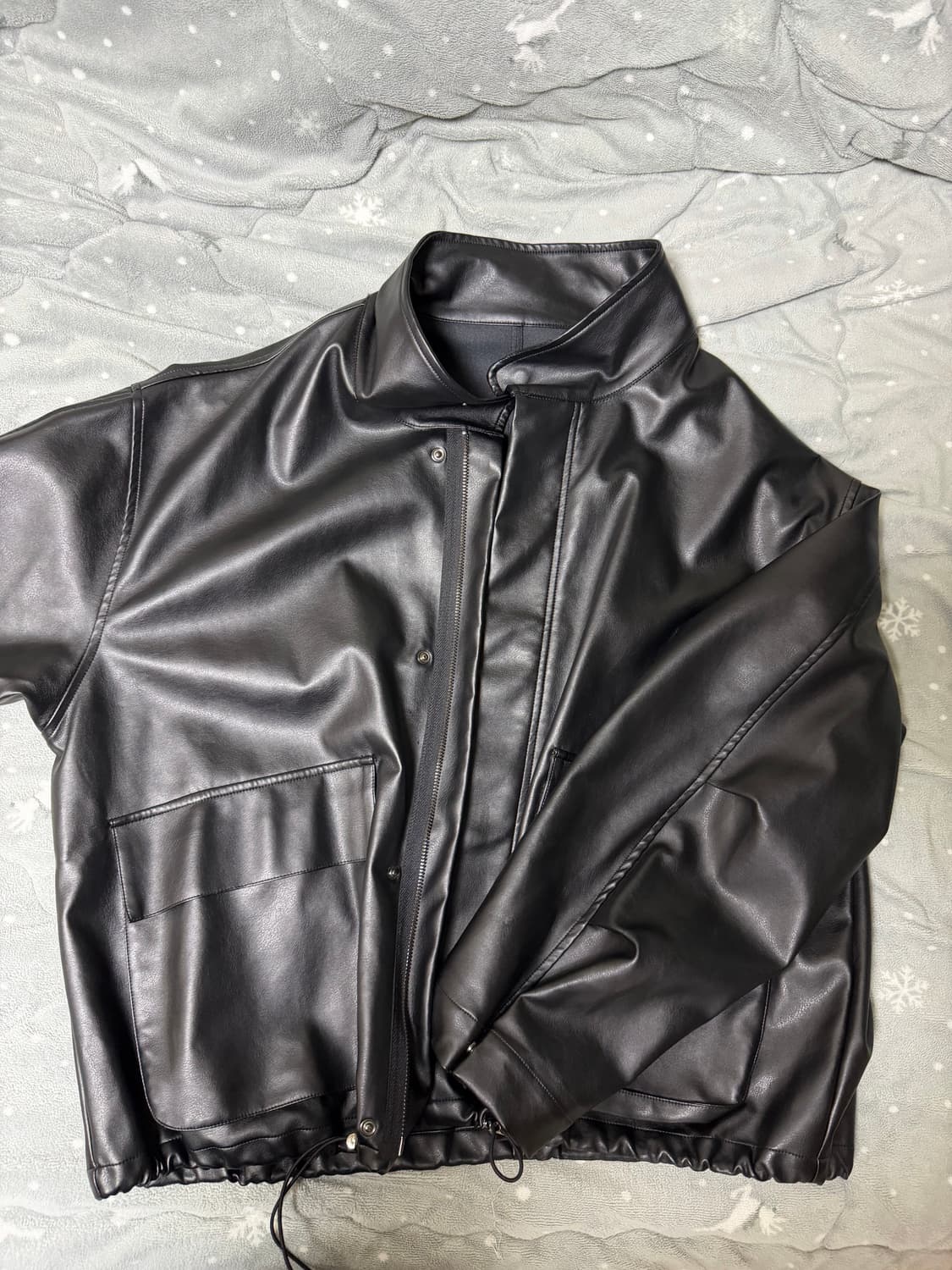 레더 점퍼 라이더자켓 가죽자켓 싱글 겨울 가을 루즈핏 상품이미지5