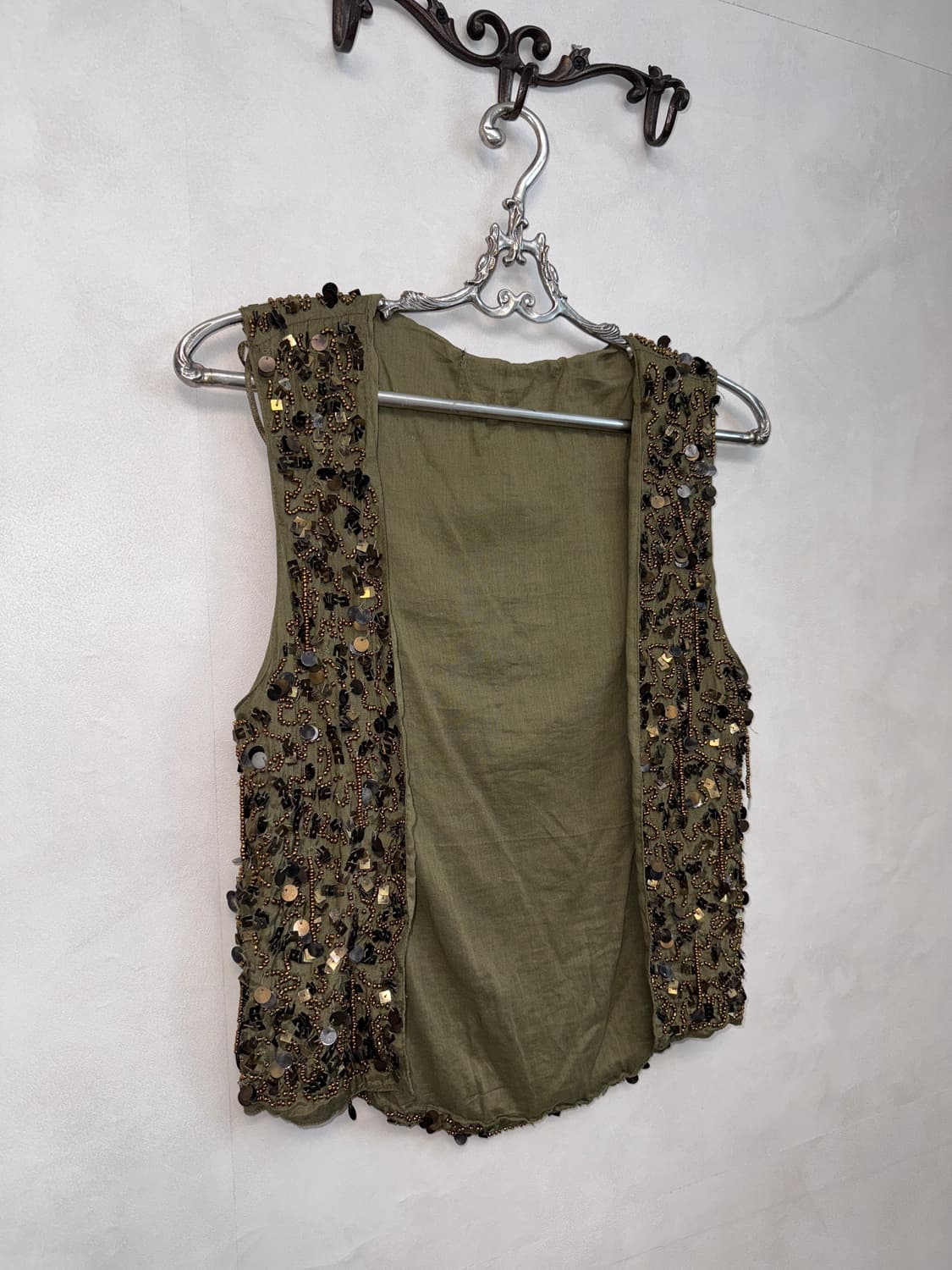 Khaki brown oriental fairy beads vest 상품이미지5