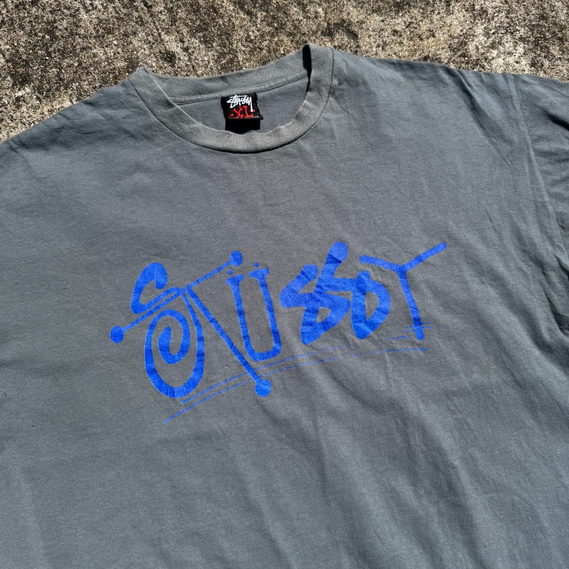 [XL] 00s Stussy 스투시 카키색 반팔티 상품이미지5