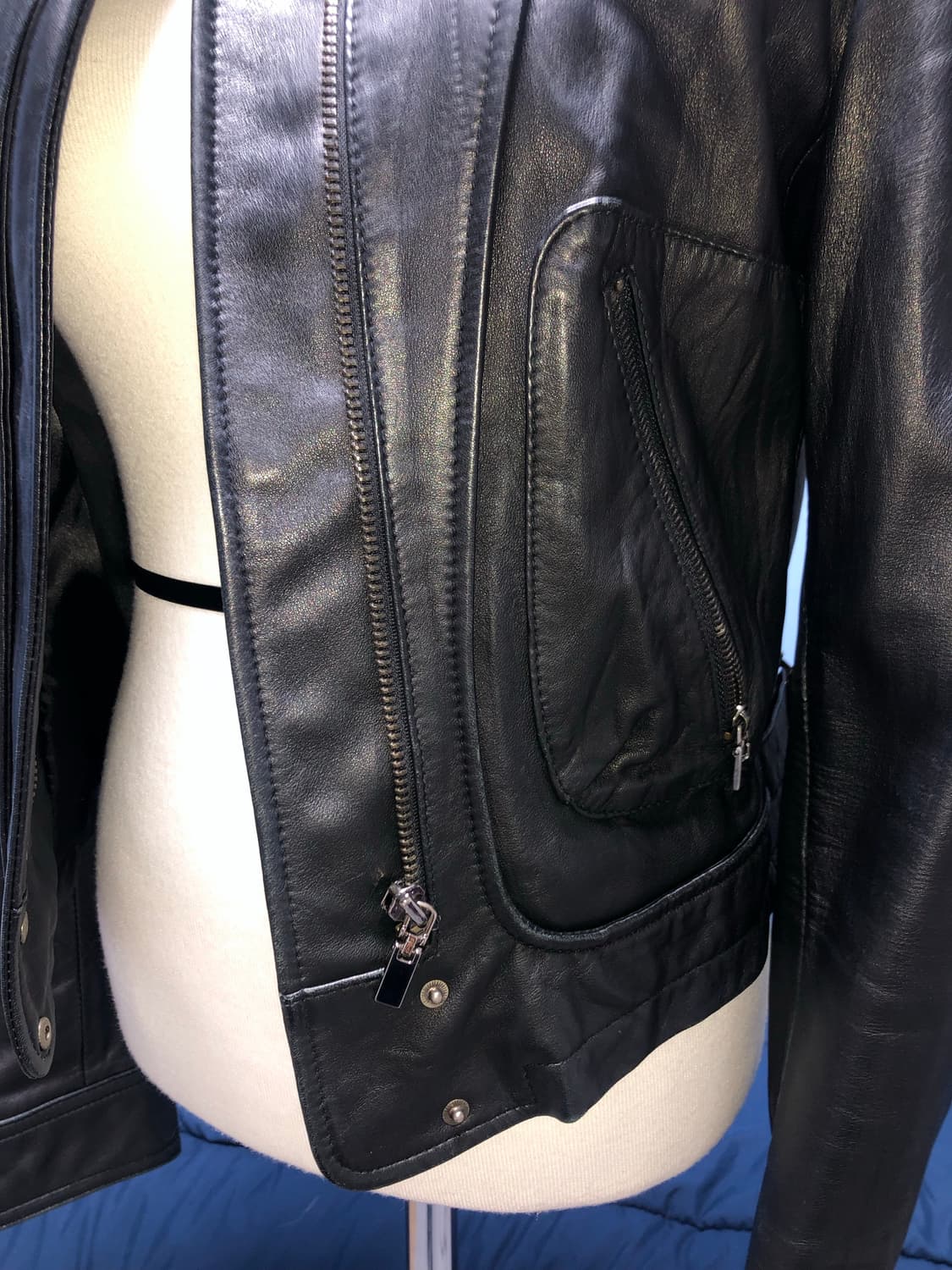 빈티지 구제 y2k 리얼 레더 라이더 크롭 가죽 자켓 상품이미지3