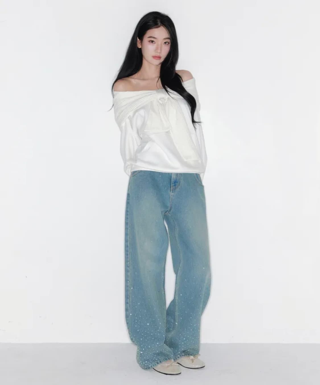 새상품)) 더티스 리본 후드 오프숄더 아이보리 TT6S201IV 상품이미지2