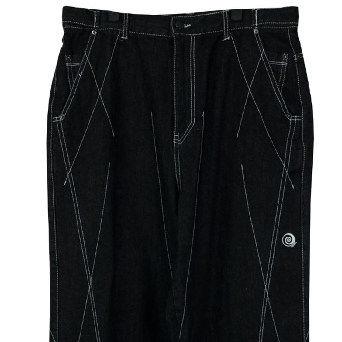 [트래블] 루즈핏 스티치 흑청 데님 팬츠 M18298 상품이미지4