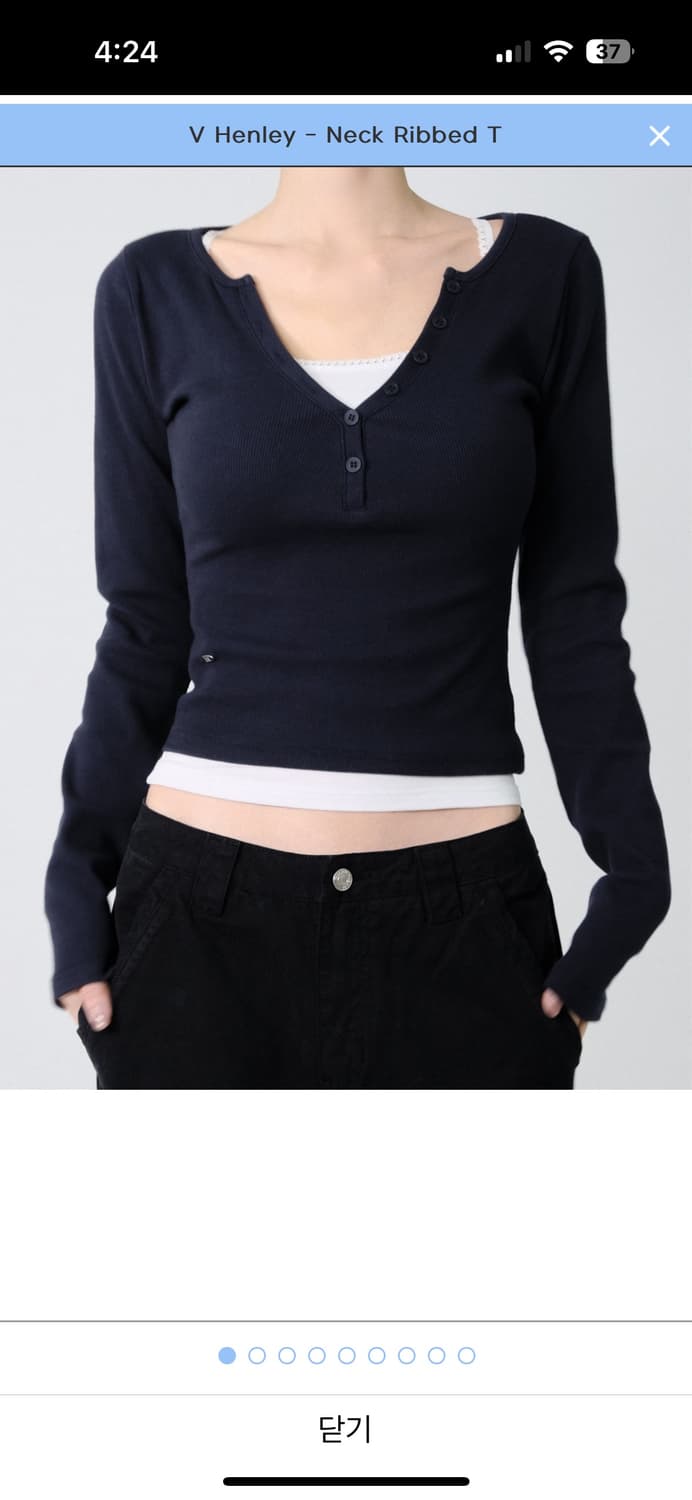 페일제이드 브이 헨리넥 리브드 티 네이비 상품이미지1