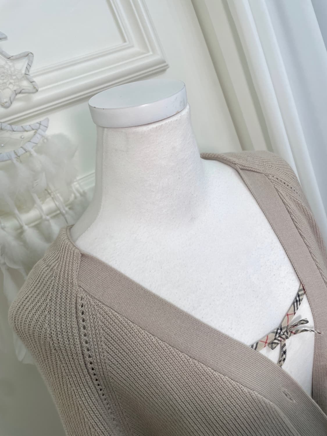 pink beige rib over basic cardigan 상품이미지8