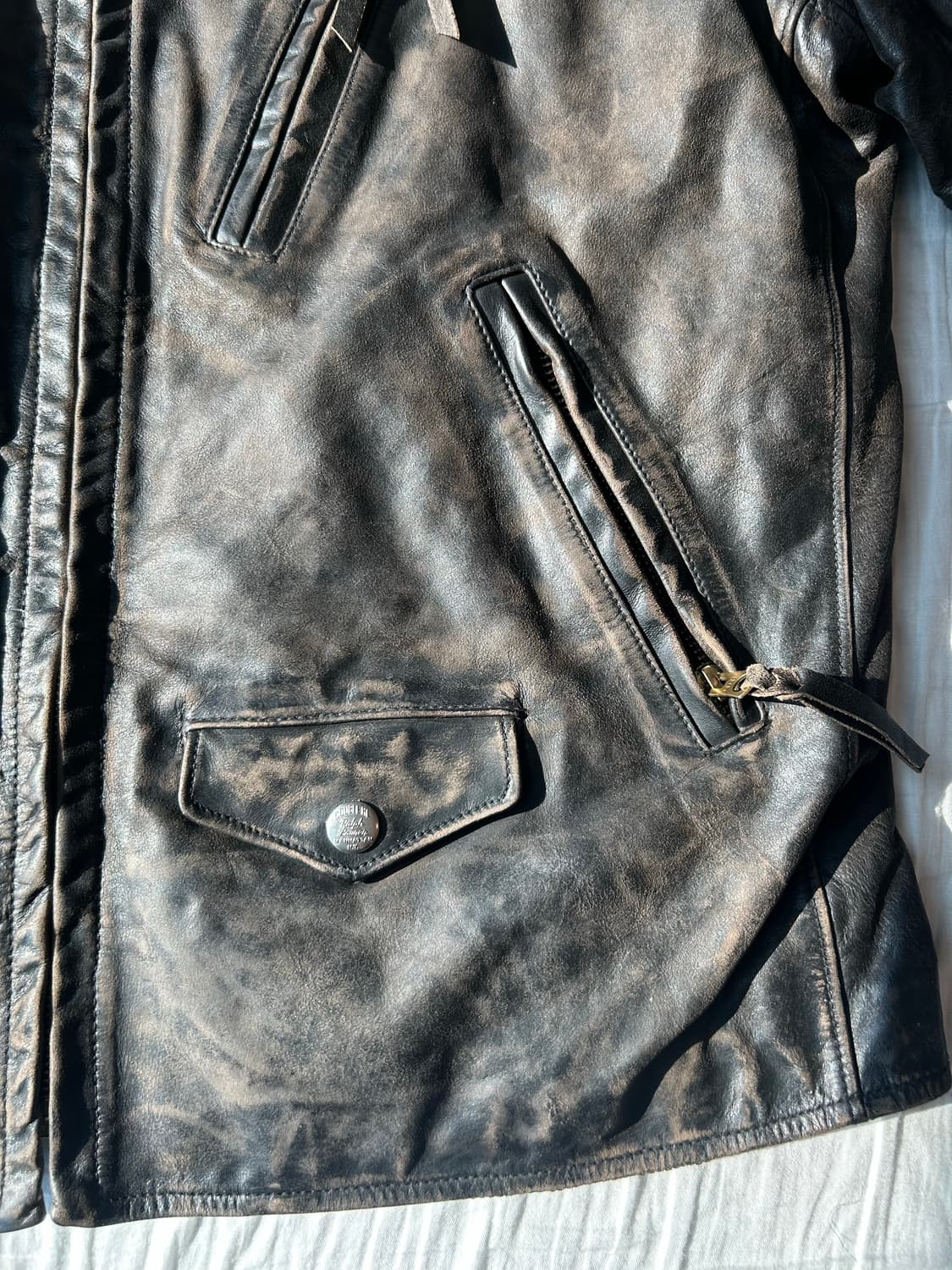 rrl 더블알엘 레더 모토 자켓 m 상품이미지5