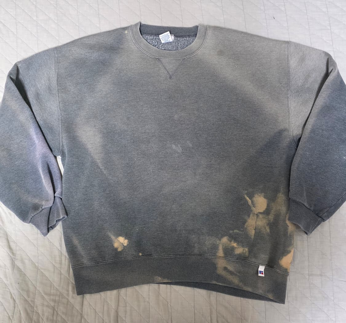 [XL] 90s 러셀 애슬레틱 다크그레이 페이드 트래쉬드 맨투맨 스웻 상품이미지1