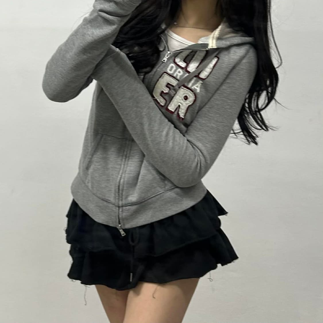 홀리스터 y2k 여리핏 그레이 대장급 걸즈 후드집업 희귀져지(M) 상품이미지1