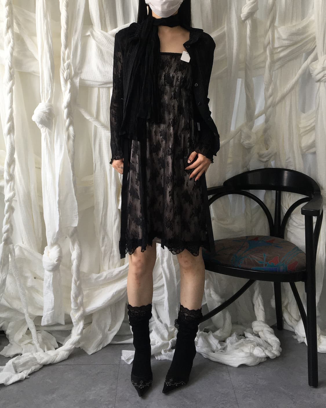 Flower pattern lace sleeveless onepiece 상품이미지1