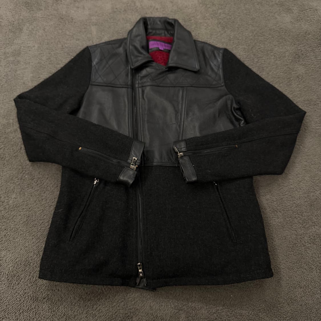 [정품/48] GENGY HOMME 소가죽 배색 캐시미어 자켓 상품이미지3