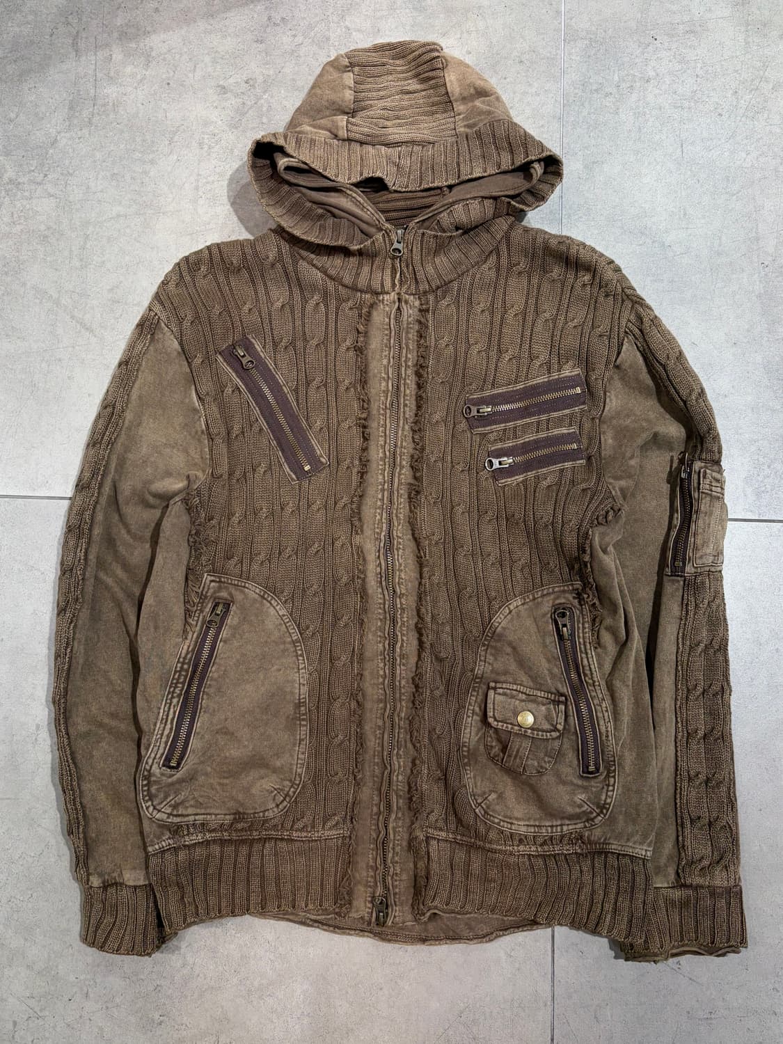 00s 빔즈 그런지 y2k 니트 집업 카고자켓 상품이미지1